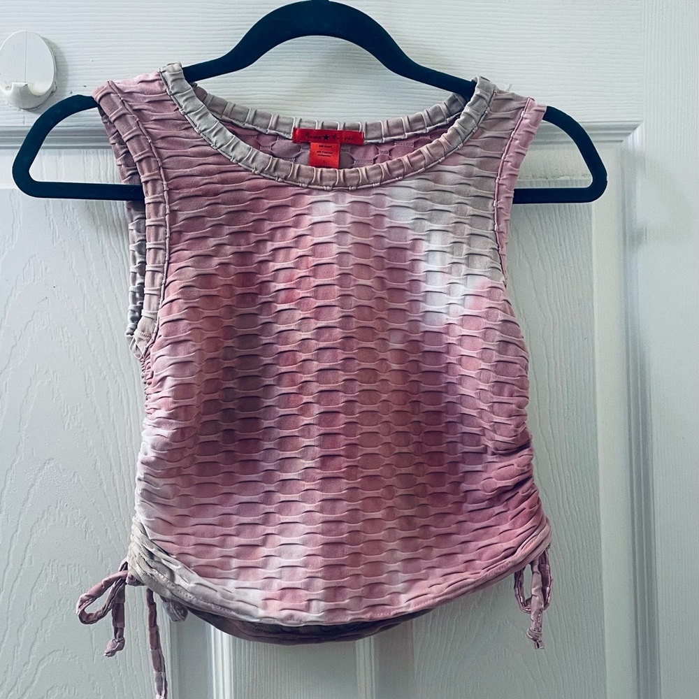 Pink and Gray Sleeveless Top